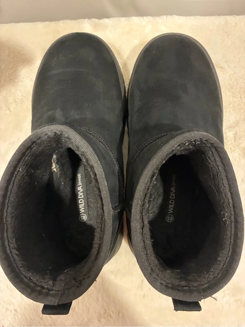 Wild Diva Black Suede-Look Platform Ankle Booties Size 8.5